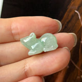 A-Grade Light Moss on Snow Jadeite Rat Pendant No. 172941