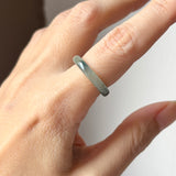 16.5mm A-Grade Natural Blue Floral Jadeite Slim Cut Ring Band No. 162672