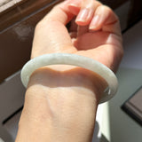 57.2mm A-Grade Natural Light Green Jadeite Traditional Round Bangle No.152084