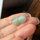 A-Grade Light Moss on Snow Jadeite Rat Pendant No. 172941