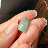 A-Grade Light Moss on Snow Jadeite Rat Pendant No. 172941