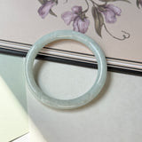 54.7mm A-Grade Natural Light Green Jadeite Traditional Round Bangle No.152085