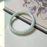 54.7mm A-Grade Natural Light Green Jadeite Traditional Round Bangle No.152085