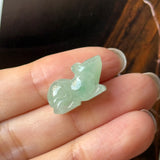 A-Grade Light Moss on Snow Jadeite Rat Pendant No. 172941
