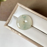 A-Grade Natural Bluish Floral Jadeite Donut No.171315