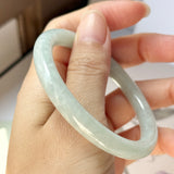 54.7mm A-Grade Natural Light Green Jadeite Traditional Round Bangle No.152085