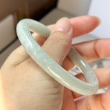 54.7mm A-Grade Natural Light Green Jadeite Traditional Round Bangle No.152085