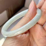 54.7mm A-Grade Natural Light Green Jadeite Traditional Round Bangle No.152085