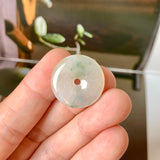 A-Grade Natural Bluish Floral Jadeite Donut No.171315