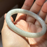 54.7mm A-Grade Natural Light Green Jadeite Traditional Round Bangle No.152085