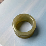 19.3mm A-Grade Natural Yellowish Green Jadeite Archer Ring Band No.161586
