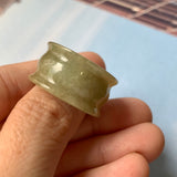 19.3mm A-Grade Natural Yellowish Green Jadeite Archer Ring Band No.161586