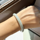 54.7mm A-Grade Natural Light Green Jadeite Traditional Round Bangle No.152085