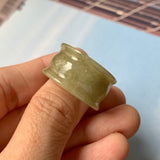 19.3mm A-Grade Natural Yellowish Green Jadeite Archer Ring Band No.161586