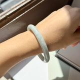 54.7mm A-Grade Natural Light Green Jadeite Traditional Round Bangle No.152085