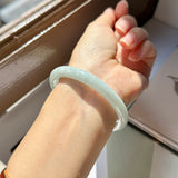 54.7mm A-Grade Natural Light Green Jadeite Traditional Round Bangle No.152085