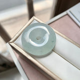 A-Grade Natural Light Bluish Green Jadeite Donut No.171510