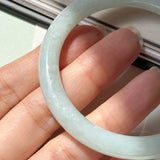 52.7mm A-Grade Natural Light Green Jadeite Traditional Round Bangle No.152088