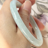 52.7mm A-Grade Natural Light Green Jadeite Traditional Round Bangle No.152088