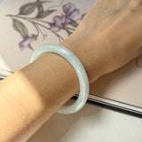 52.7mm A-Grade Natural Light Green Jadeite Traditional Round Bangle No.152088