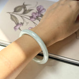 52.7mm A-Grade Natural Light Green Jadeite Traditional Round Bangle No.152088
