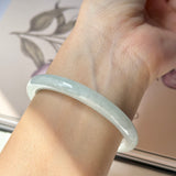 52.7mm A-Grade Natural Light Green Jadeite Traditional Round Bangle No.152088