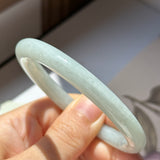52.7mm A-Grade Natural Light Green Jadeite Traditional Round Bangle No.152088