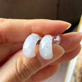 A-Grade Natural Lavender Jadeite Cloop Earring Studs No.180797