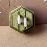 A-Grade Natural White Jadeite Cloop Earring Studs No.180768