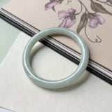 54.5mm A-Grade Natural Light Green Jadeite Traditional Round Bangle No.152087