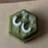 A-Grade Natural White Jadeite Cloop Earring Studs No.180768