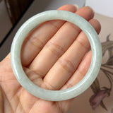 54.5mm A-Grade Natural Light Green Jadeite Traditional Round Bangle No.152087