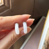 A-Grade Natural White Jadeite Cloop Earring Studs No.180768