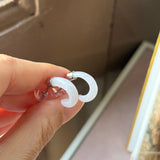 A-Grade Natural White Jadeite Cloop Earring Studs No.180768