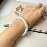 54.5mm A-Grade Natural Light Green Jadeite Traditional Round Bangle No.152087