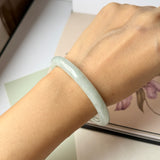54.5mm A-Grade Natural Light Green Jadeite Traditional Round Bangle No.152087
