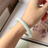 54.5mm A-Grade Natural Light Green Jadeite Traditional Round Bangle No.152087