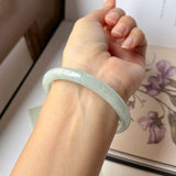 54.5mm A-Grade Natural Light Green Jadeite Traditional Round Bangle No.152087