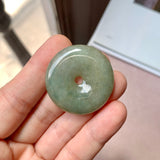 A-Grade Natural Dark Yellowish Green Jadeite Donut No. 220380