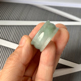 19.3mm A-Grade Natural Bluish Green Floral Jadeite Archer Ring Band No.161599