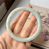 58.7mm A-Grade Natural Light Green Jadeite Traditional Round Bangle No.152086