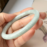 58.7mm A-Grade Natural Light Green Jadeite Traditional Round Bangle No.152086