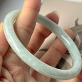 58.7mm A-Grade Natural Light Green Jadeite Traditional Round Bangle No.152086