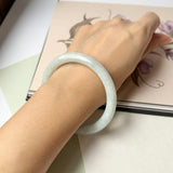 58.7mm A-Grade Natural Light Green Jadeite Traditional Round Bangle No.152086