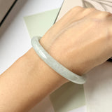58.7mm A-Grade Natural Light Green Jadeite Traditional Round Bangle No.152086