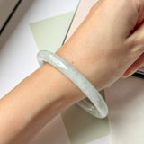 58.7mm A-Grade Natural Light Green Jadeite Traditional Round Bangle No.152086