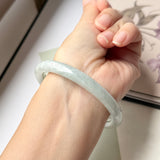 58.7mm A-Grade Natural Light Green Jadeite Traditional Round Bangle No.152086