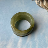 19.3mm A-Grade Natural Yellowish Green Jadeite Archer Ring Band No.161592