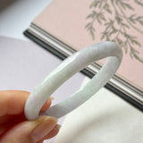 54.6mm A-Grade Natural Lavender Green Jadeite Modern Round Bangle No.152076