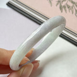 54.6mm A-Grade Natural Lavender Green Jadeite Modern Round Bangle No.152076